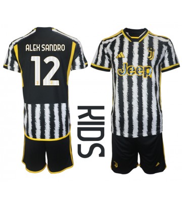 Juventus Alex Sandro #12 Hjemmebanesæt Børn 2023-24 Kort ærmer (+ korte bukser)